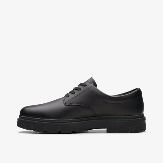 Lorcam Loop Youth Black Leather | Clarks Discount