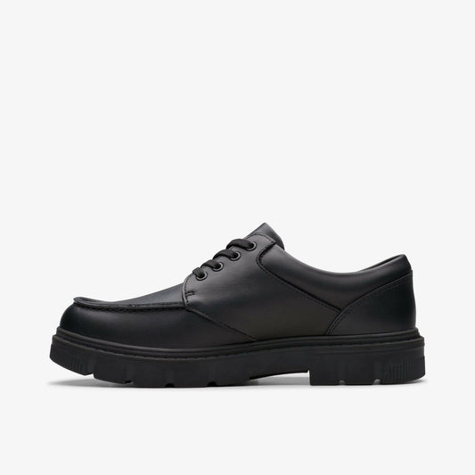 Lorcam Edge Youth Black Leather | Clarks Onsale