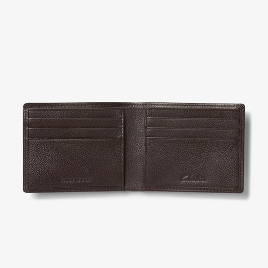 Pebbled Leather Slimfold Wallet Brown - US 8318