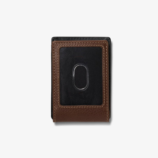 Premium Leather Wide Money Clip Wallet Brown - US 9157