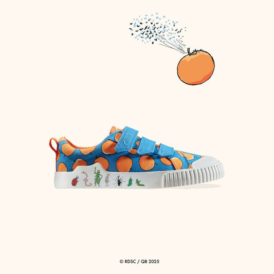 Roald Dahl James & the Giant Peach Foxing Air Kid Blue Canvas | Clarks