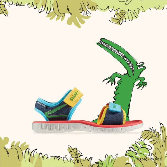 Roald Dahl The Enormous Crocodile Surfing Ace Kid Navy Print | Clarks