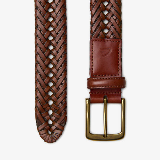Leather Braided Belt Dark Tan - US 3218