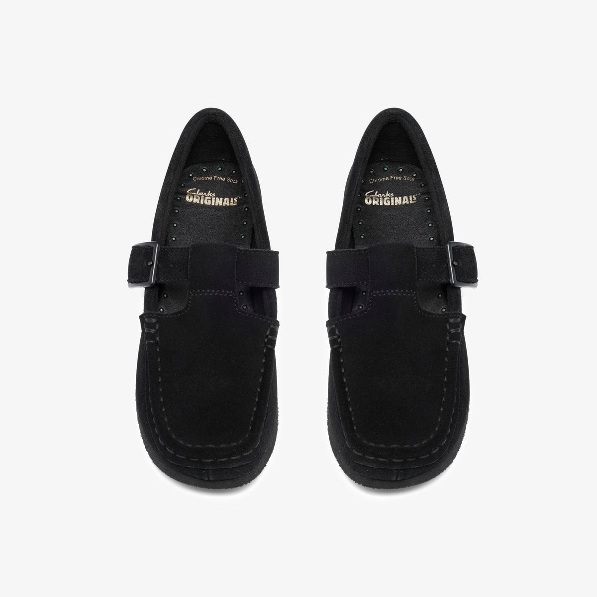 Wallabee T-Bar Kids Black Suede - US 1185