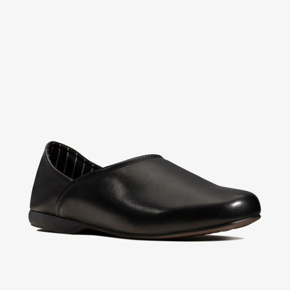 Harston Elite Slipper Black Leather | Clarks