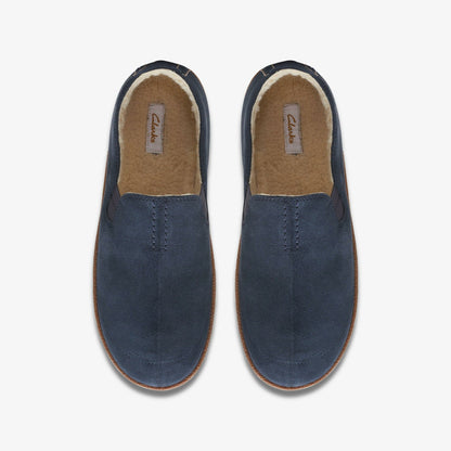 Home Mocc Slipper Navy Suede | Clarks For Sale