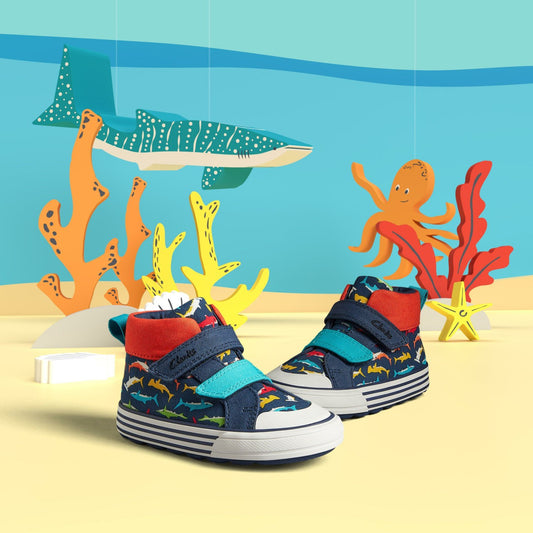 Foxing Save Hi Toddler Navy Print | Clarks Sale