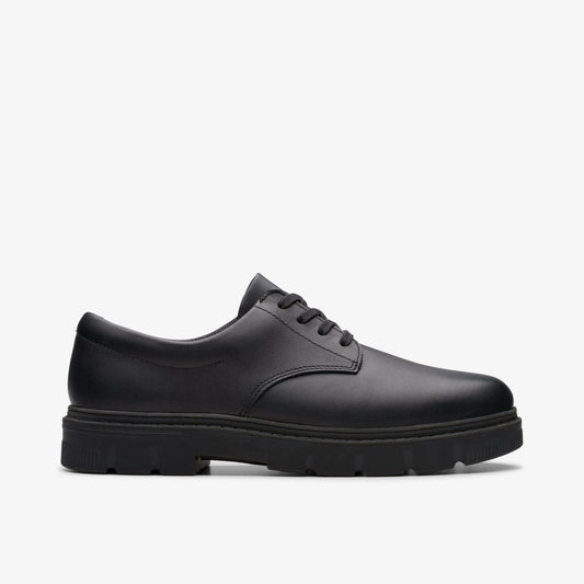 Lorcam Loop Youth Black Leather | Clarks Discount
