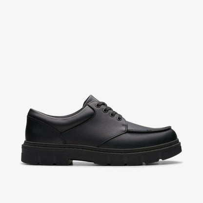 Lorcam Edge Youth Black Leather | Clarks Onsale