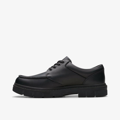 Lorcam Edge Youth Black Leather | Clarks Onsale