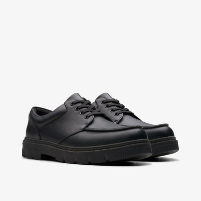 Lorcam Edge Youth Black Leather | Clarks Onsale