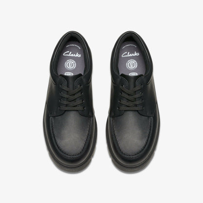 Lorcam Edge Youth Black Leather | Clarks Onsale