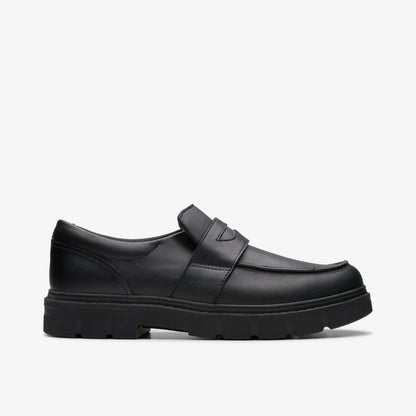 Lorcam Craft Youth Black Leather | Clarks Onsale