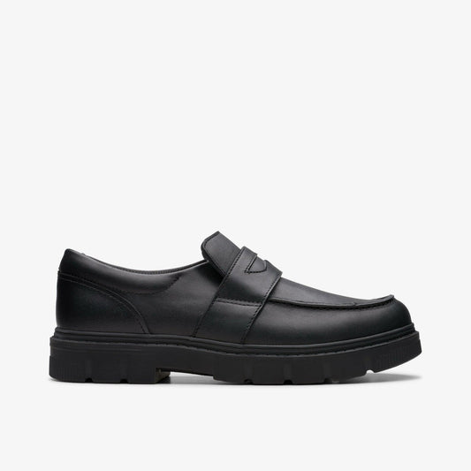 Lorcam Craft Youth Black Leather | Clarks Onsale
