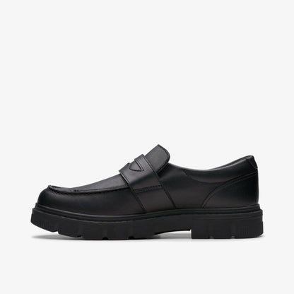 Lorcam Craft Youth Black Leather | Clarks Onsale