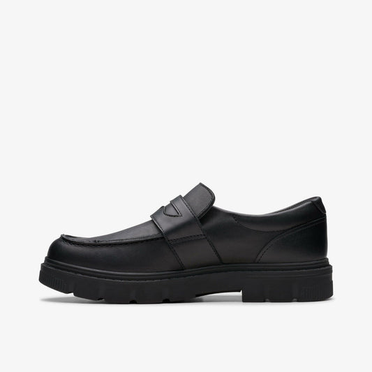 Lorcam Craft Youth Black Leather | Clarks Onsale
