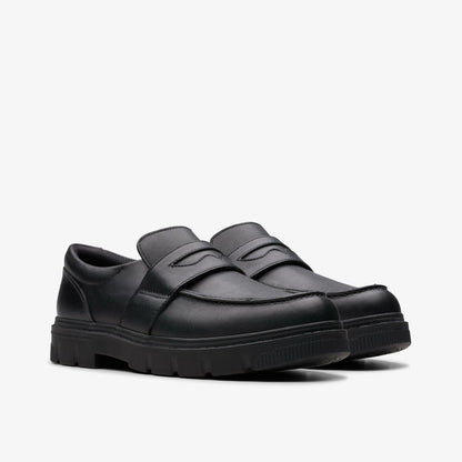 Lorcam Craft Youth Black Leather | Clarks Onsale