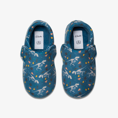 Fluffy Snug Kid Blue Print | Clarks