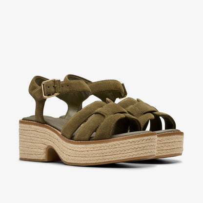 Coledale Strap Dark Olive Suede | Clarks