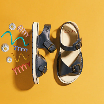 Playsun Kid Navy Leather | Clarks Discount