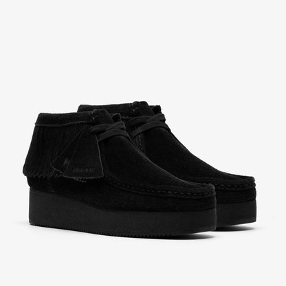 Wallabee Wedge Fringe Black Suede | Clarks Onsale
