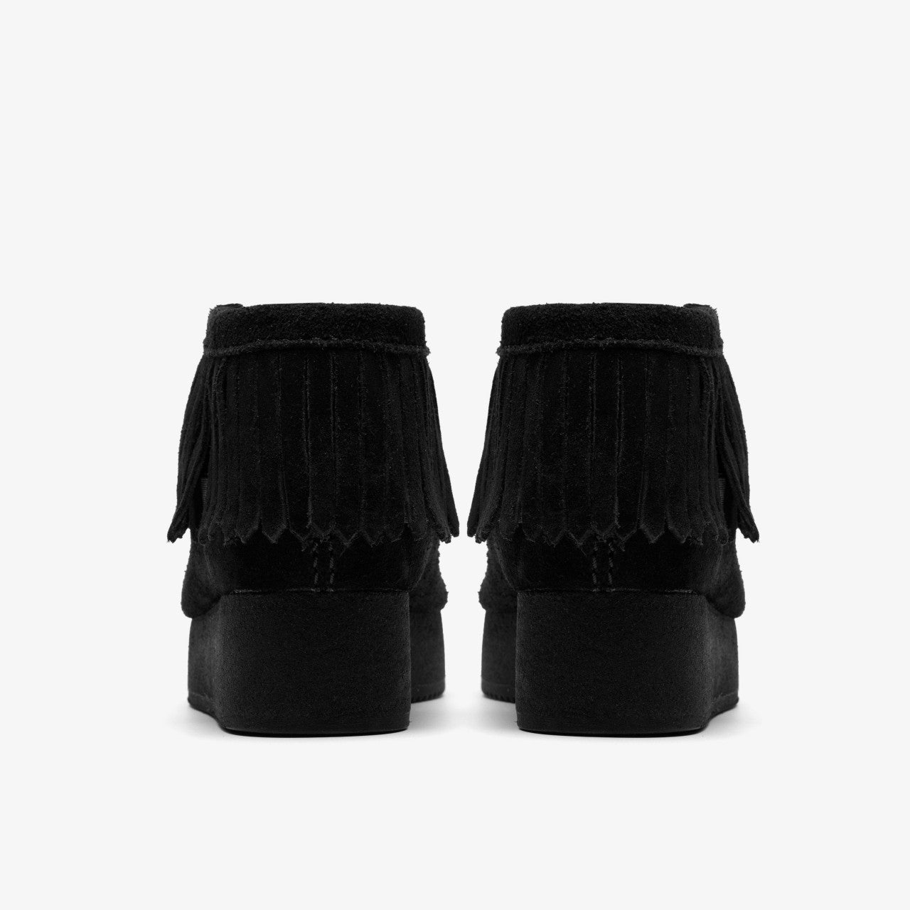 Wallabee Wedge Fringe Black Suede | Clarks Onsale