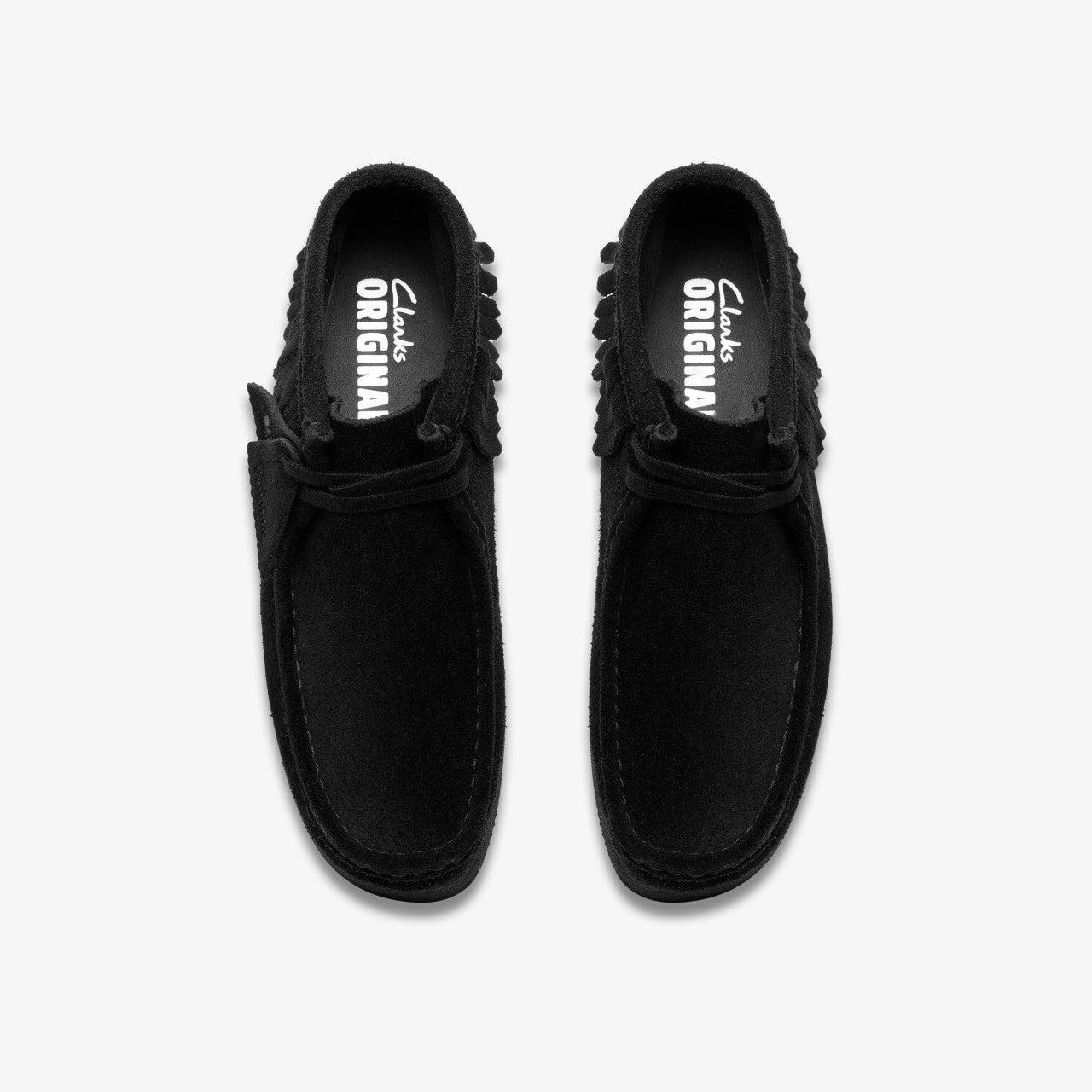 Wallabee Wedge Fringe Black Suede | Clarks Onsale