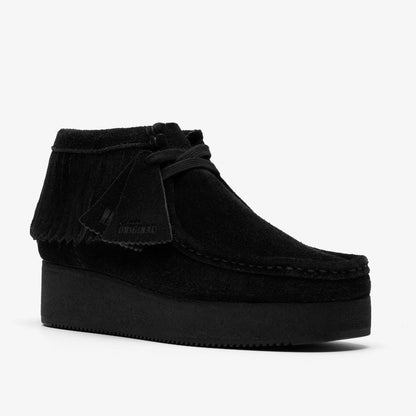 Wallabee Wedge Fringe Black Suede | Clarks Onsale
