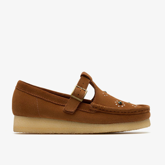 Wallabee T Bar Brown/Orange Suede | Clarks