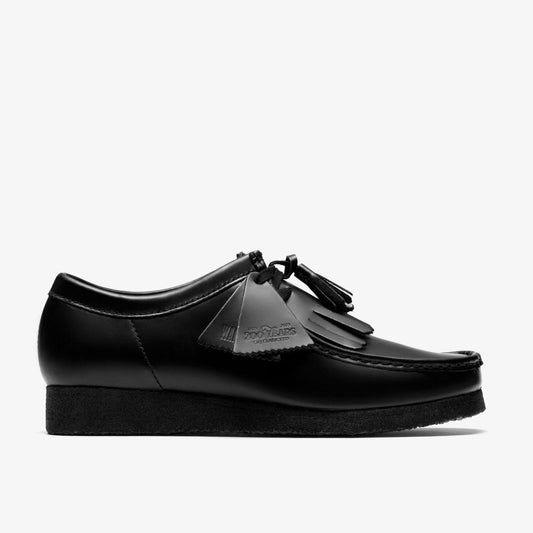 Wallabee Black Hi Shine Leather | Clarks