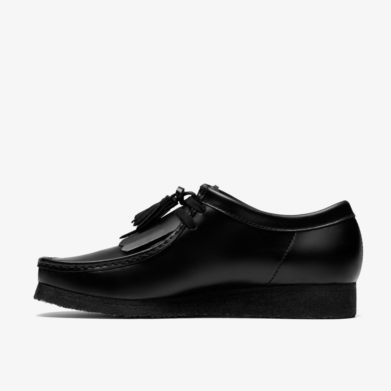 Wallabee Black Hi Shine Leather | Clarks