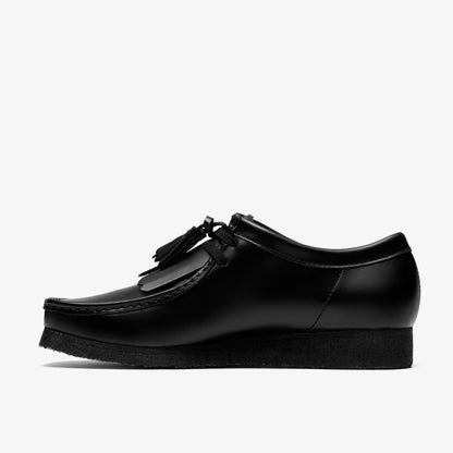 Wallabee Black Hi Shine Leather | Clarks
