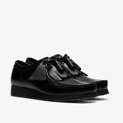 Wallabee Black Hi Shine Leather | Clarks