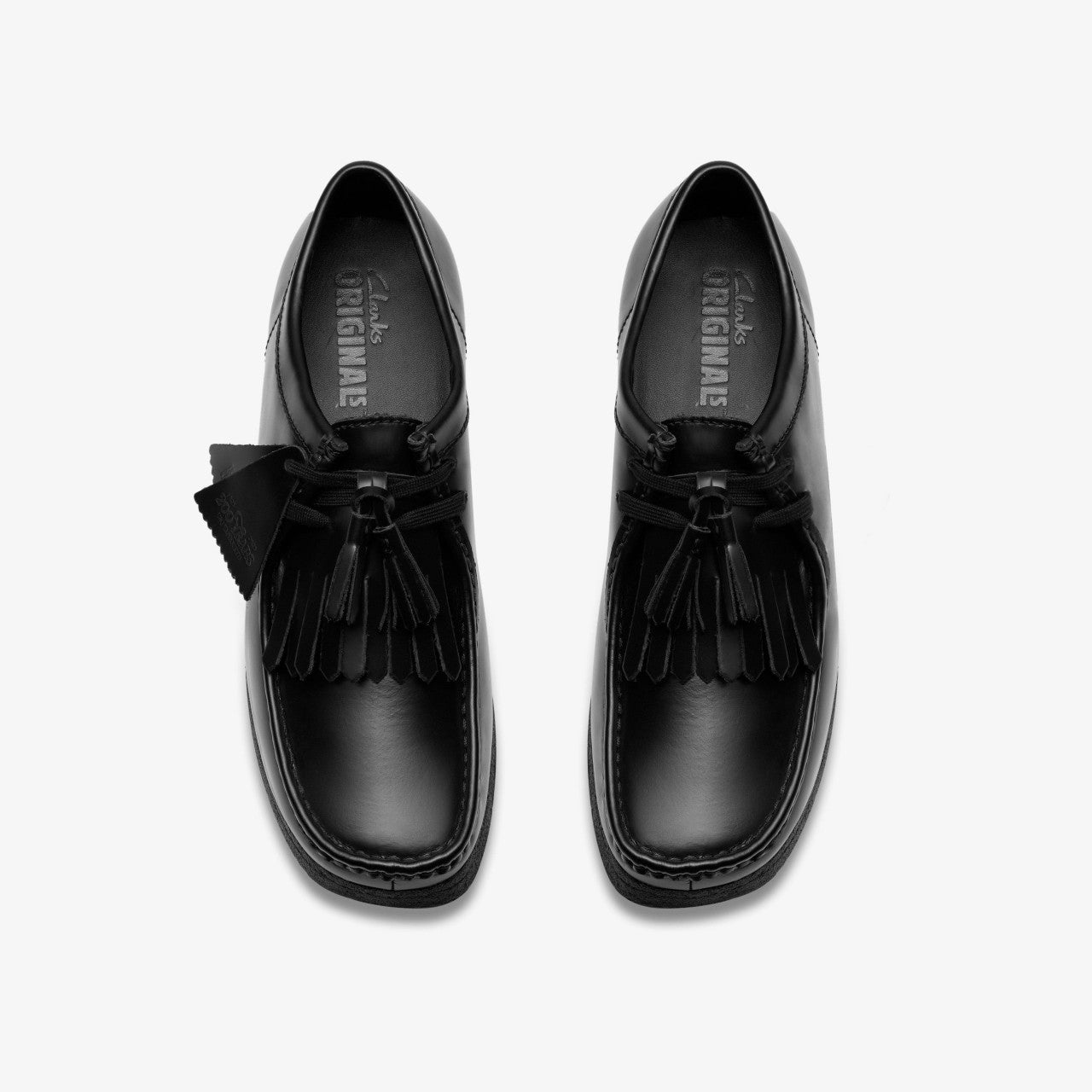 Wallabee Black Hi Shine Leather | Clarks