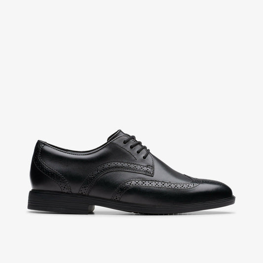 Jonwin Wing Youth Black Leather | Clarks For Sale