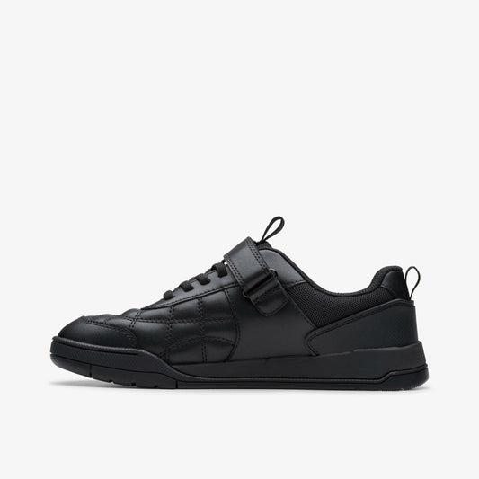 Laser Cross Youth Black Leather | Clarks US