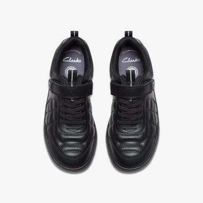 Laser Cross Youth Black Leather | Clarks US