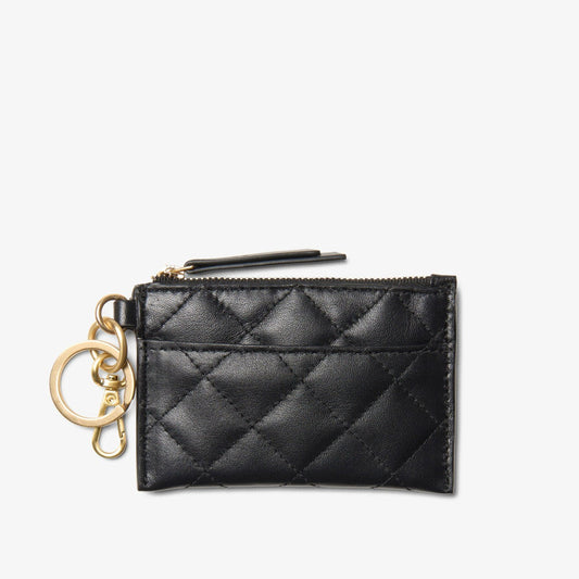 Quilted Card Black Leather | Clarks