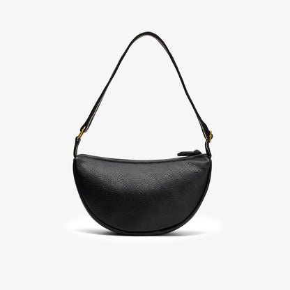 Leather Crescent Crossbody Bag Black - US 9129