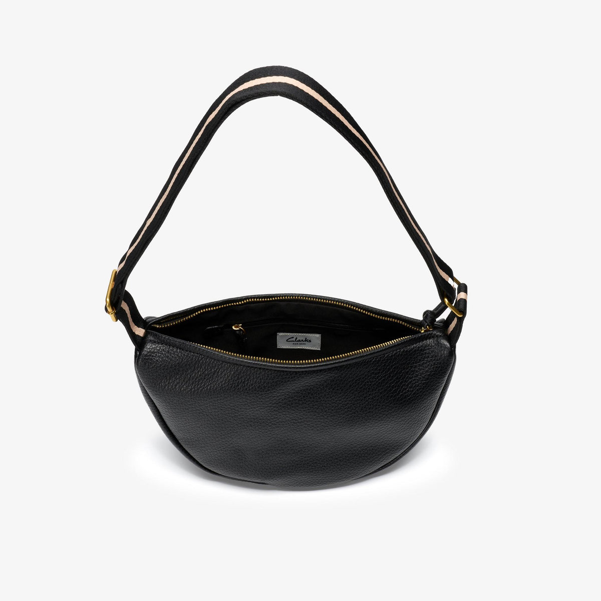 Leather Crescent Crossbody Bag Black - US 9129