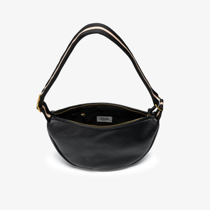 Leather Crescent Crossbody Bag Black - US 9129