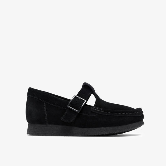 Wallabee T-Bar Kids Black Suede - US 1185