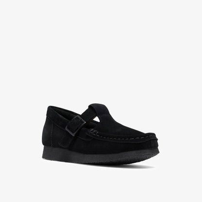 Wallabee T-Bar Kids Black Suede - US 1185