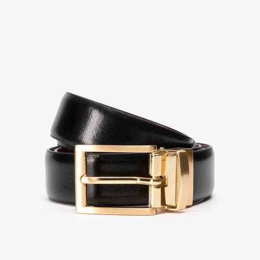Reversible Leather Buckle Belt Black/Tan - US 8437
