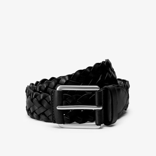 Braided Leather Belt Black - US 0739